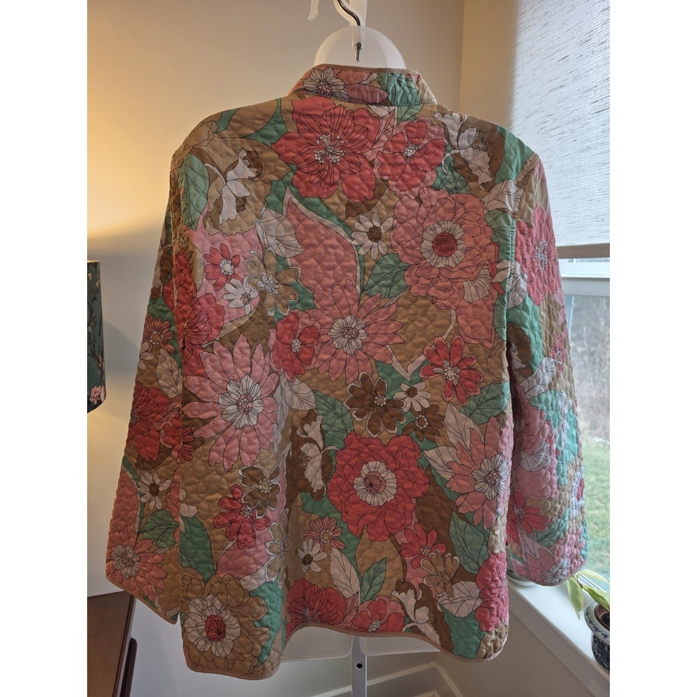 Alfred Dunner Light Weight Floral Quilted Jacket Size 16W Preppy - Picture 9 of 13